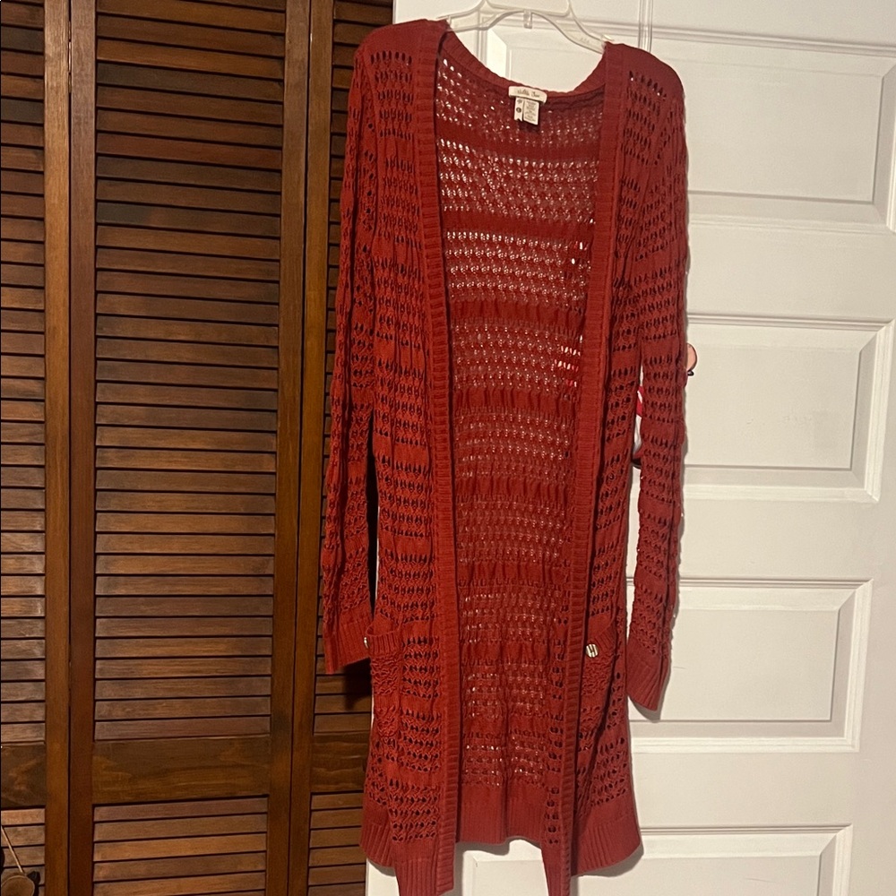 Matilda Jane Open Knit Cardigan - Deep Red